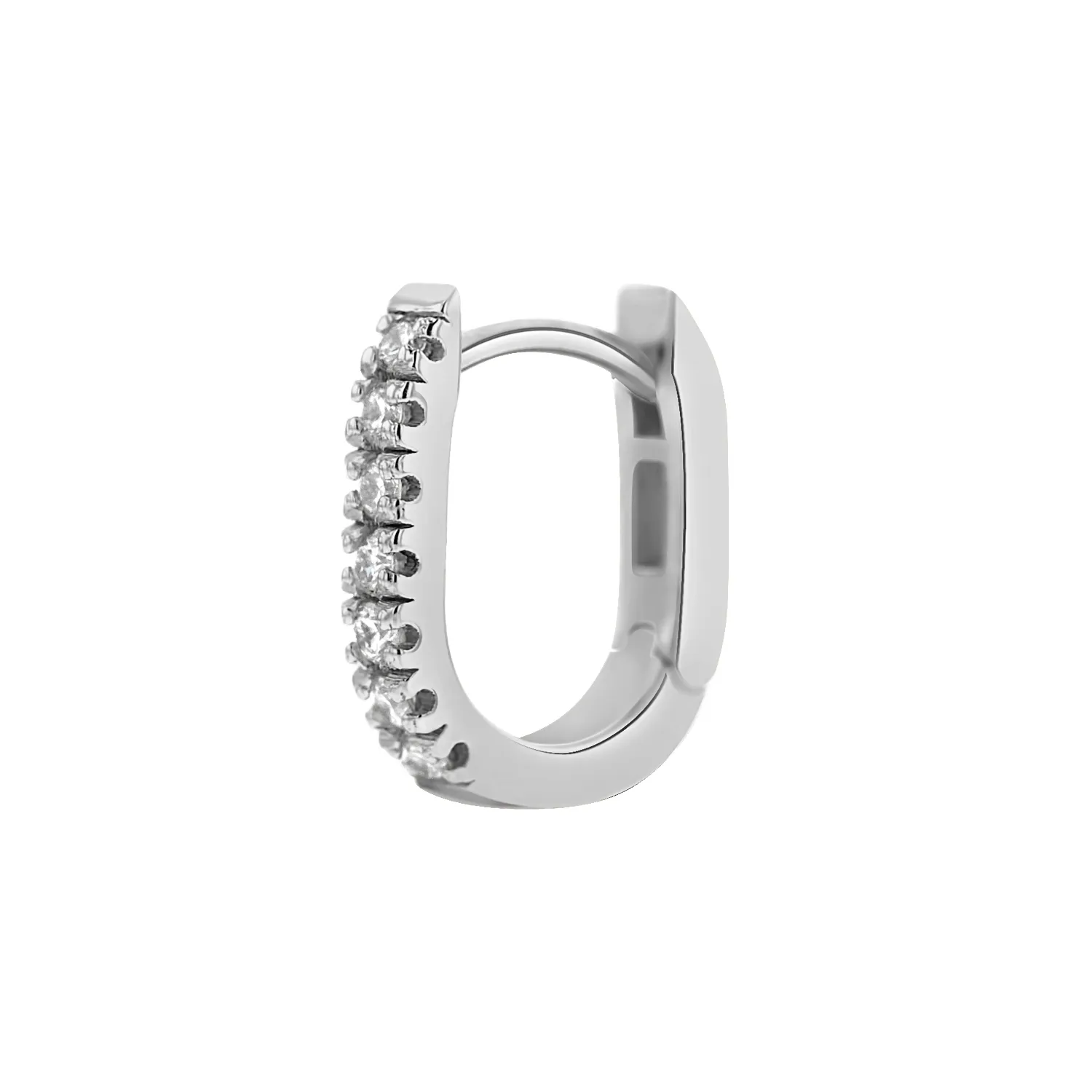 Petit Diamond U-Pave Paper Clip Huggie Earrings sold by Baby Gold product image thumbnail 5