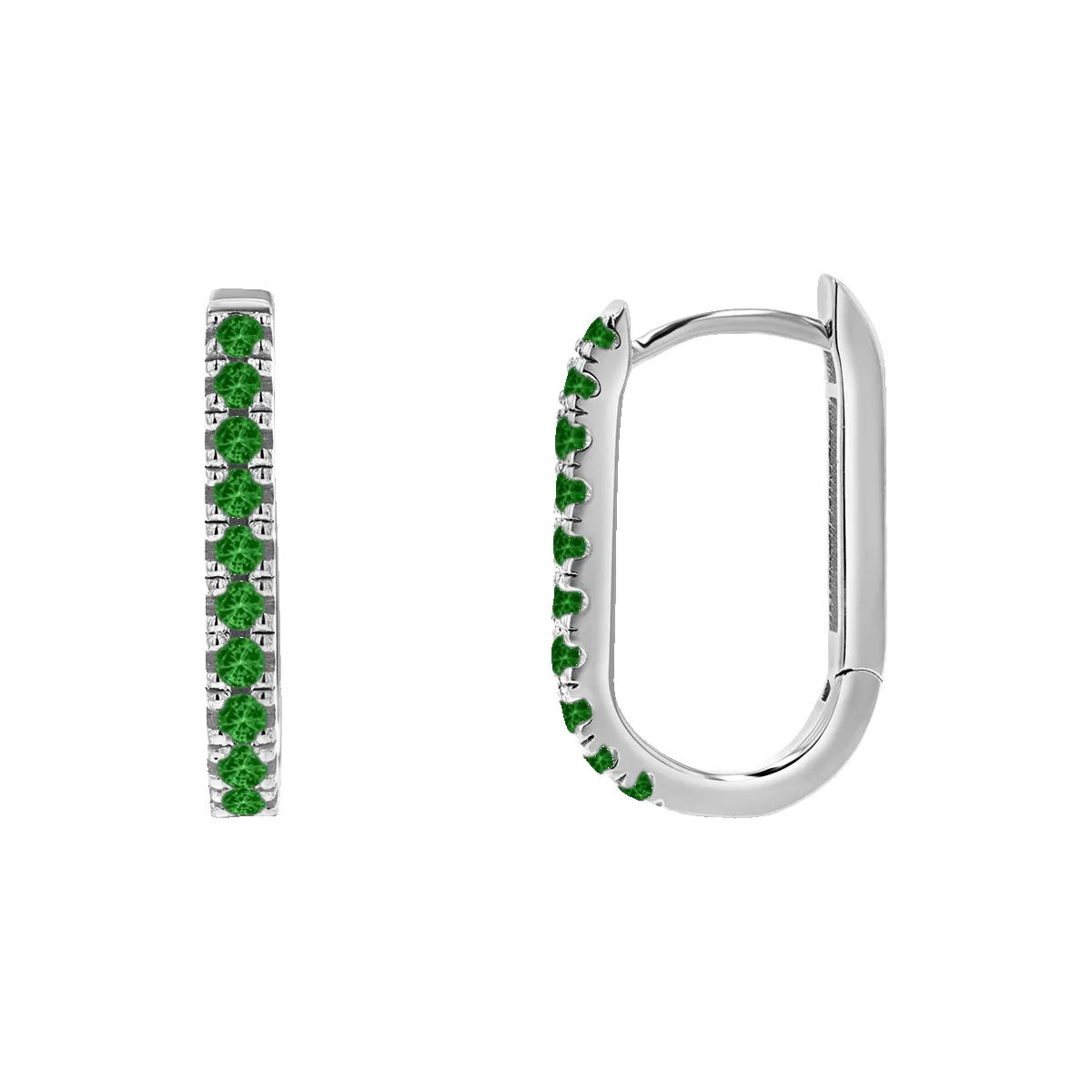 Gemstone Pave Paper Clip Huggie Earrings sold by Baby Gold product image thumbnail 2