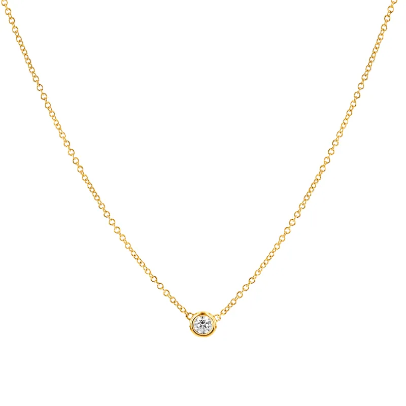 Diamond Solitaire Bezel Necklace sold by Baby Gold