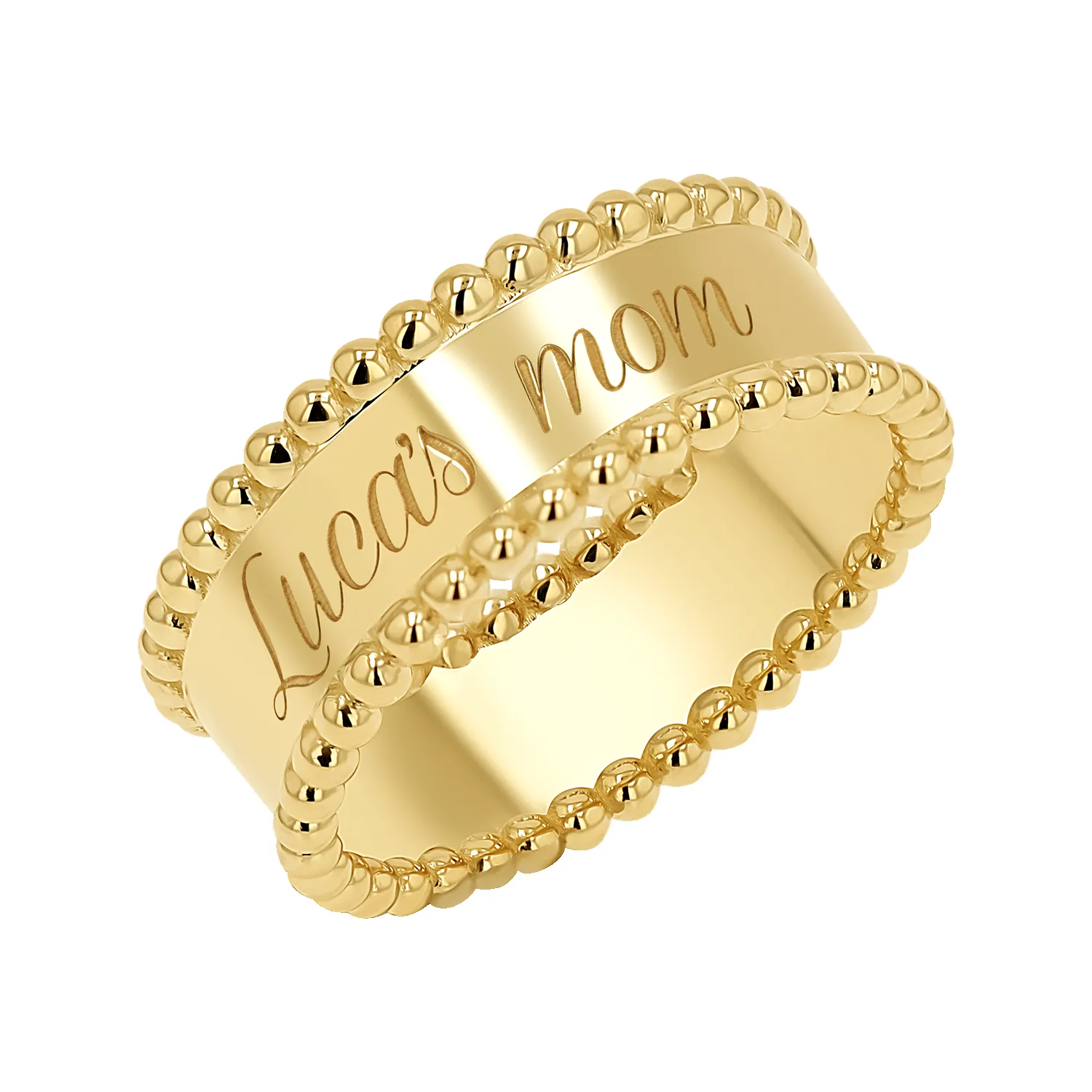 Engravable Beaded Dome Band sold by Baby Gold