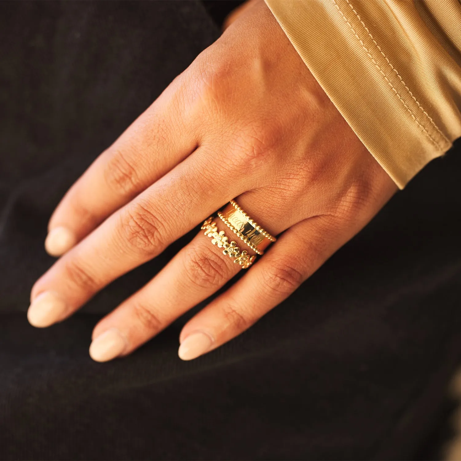 Engravable Beaded Dome Band sold by Baby Gold product image thumbnail 5