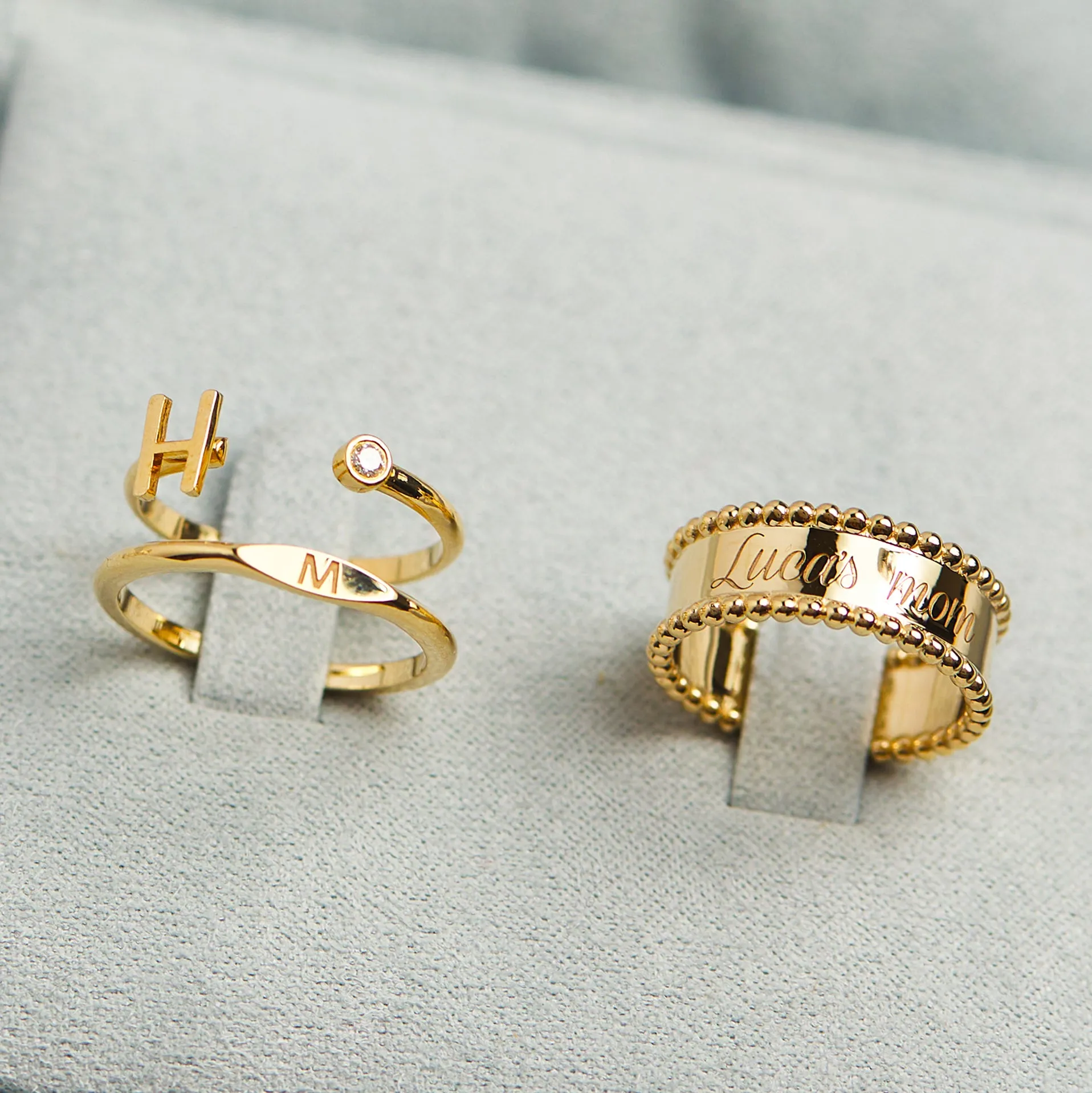 Engravable Beaded Dome Band sold by Baby Gold product image thumbnail 4