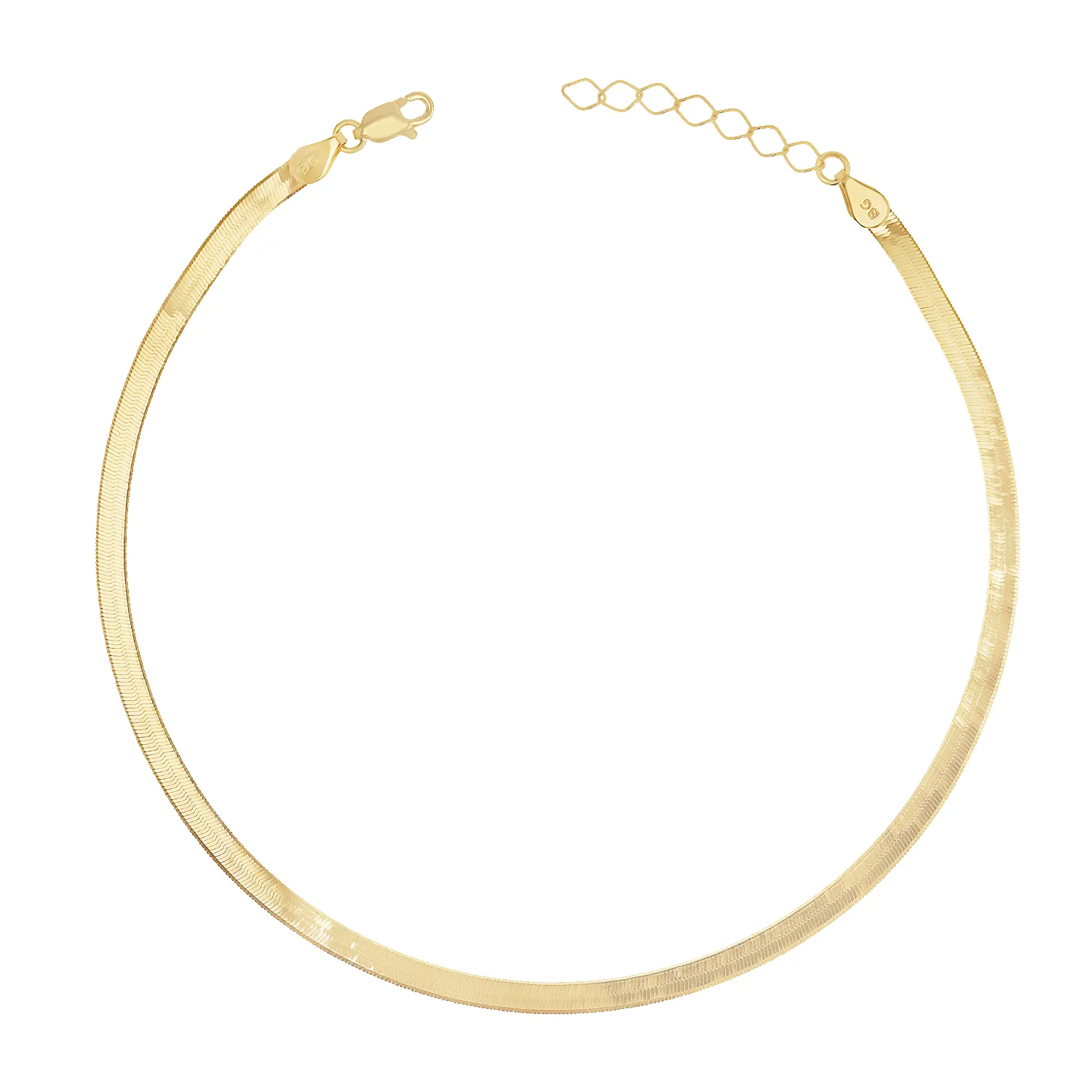 14K Gold Thin Herringbone Anklet 3mm sold by Baby Gold
