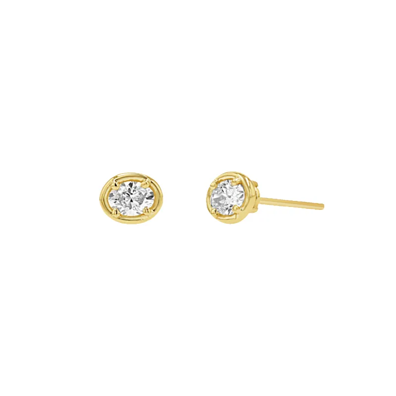 Oval Diamond Stud Earrings sold by Baby Gold