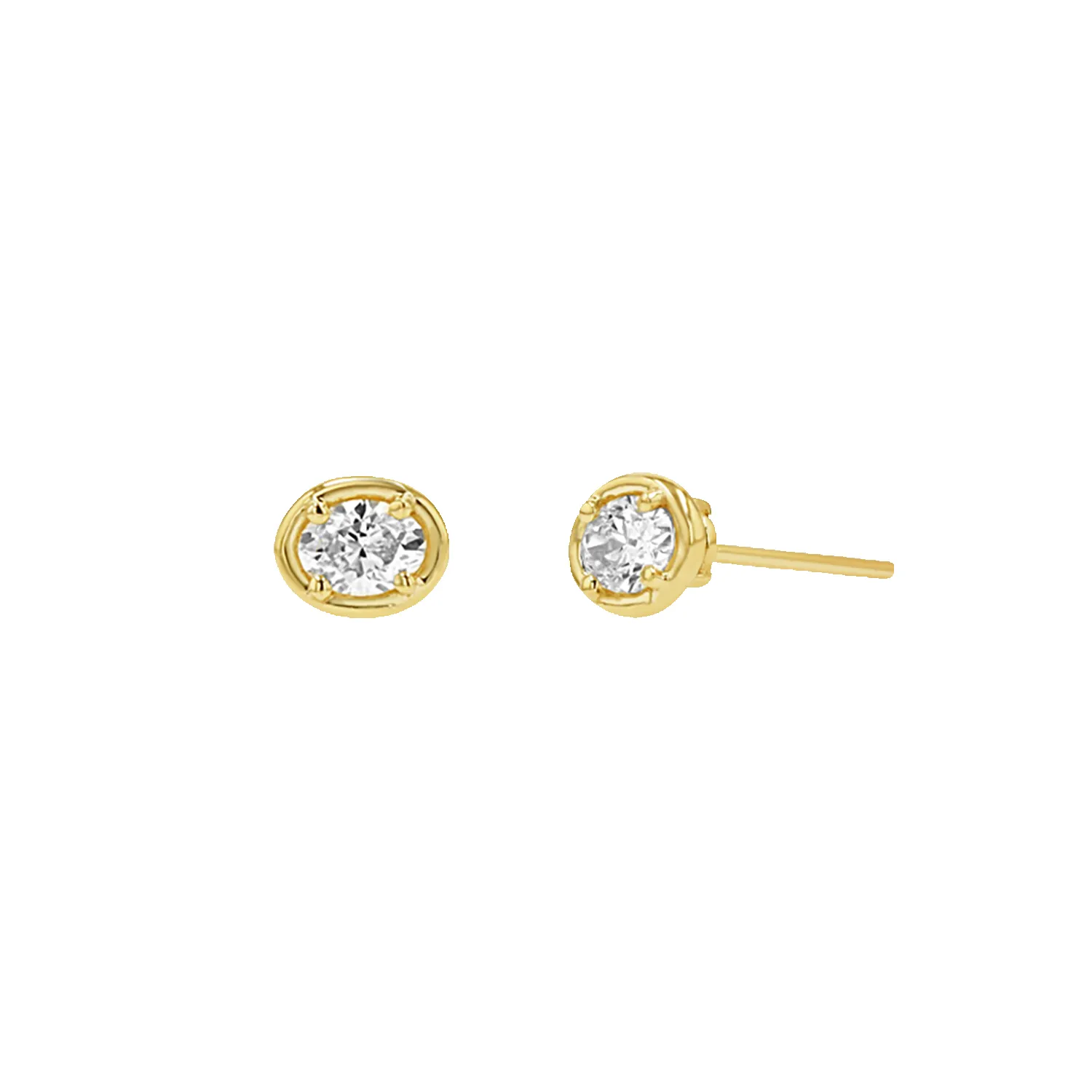 Oval Diamond Stud Earrings sold by Baby Gold