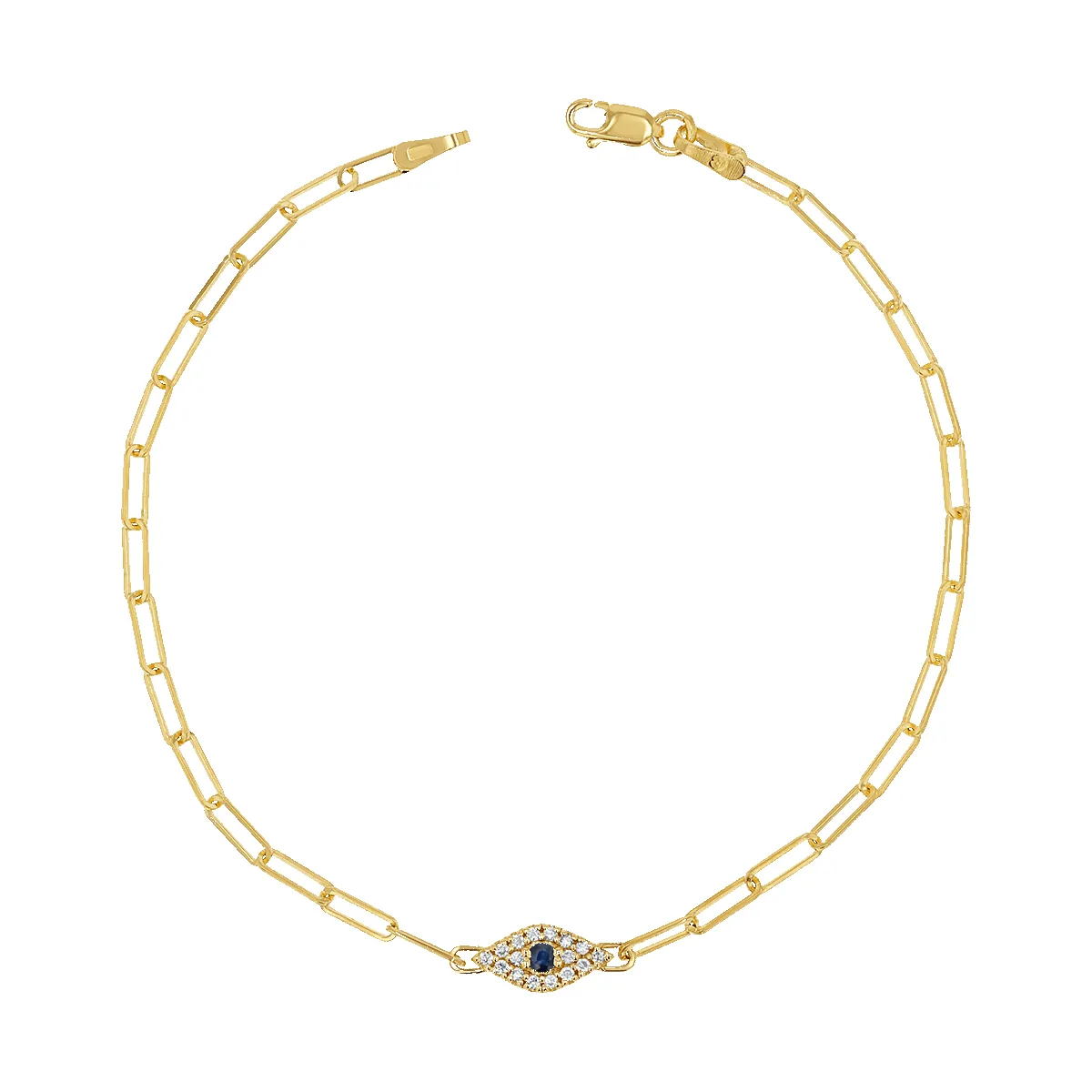 Diamond Evil Eye Paper Clip Bracelet sold by Baby Gold