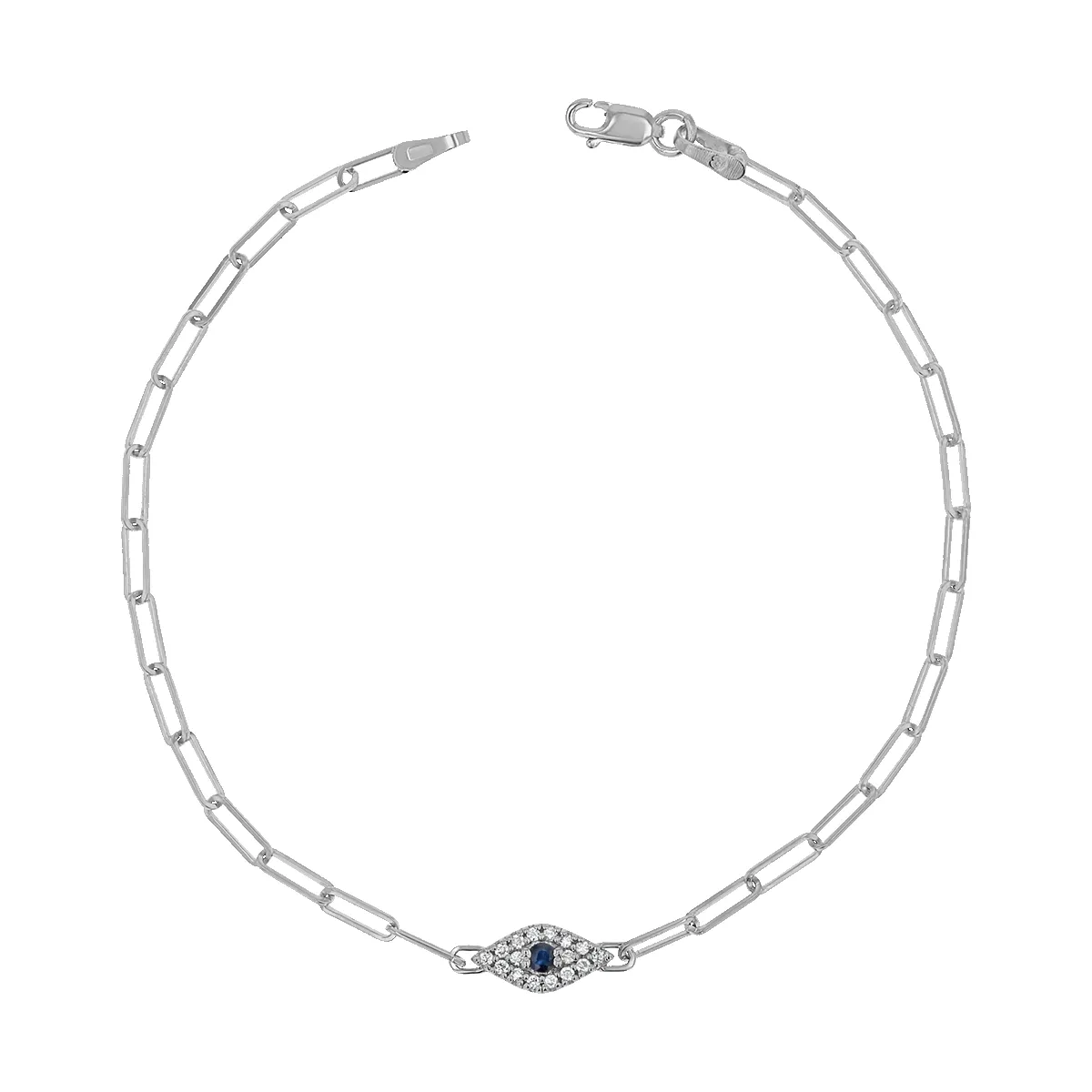 Diamond Evil Eye Paper Clip Bracelet sold by Baby Gold product image thumbnail 2