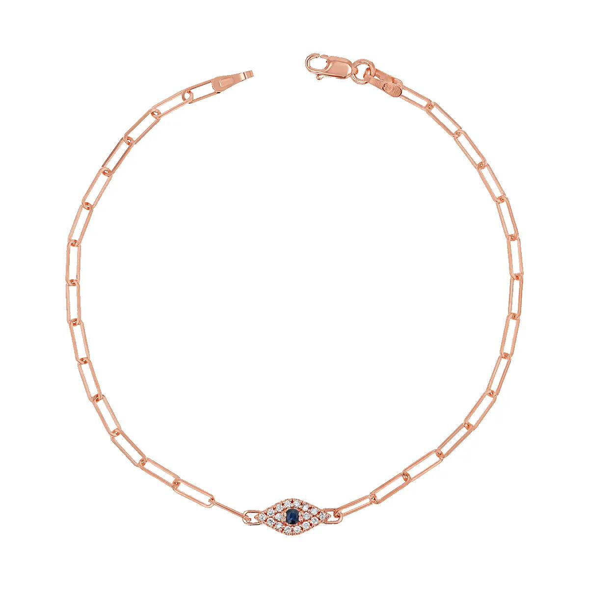 Diamond Evil Eye Paper Clip Bracelet sold by Baby Gold product image thumbnail 3