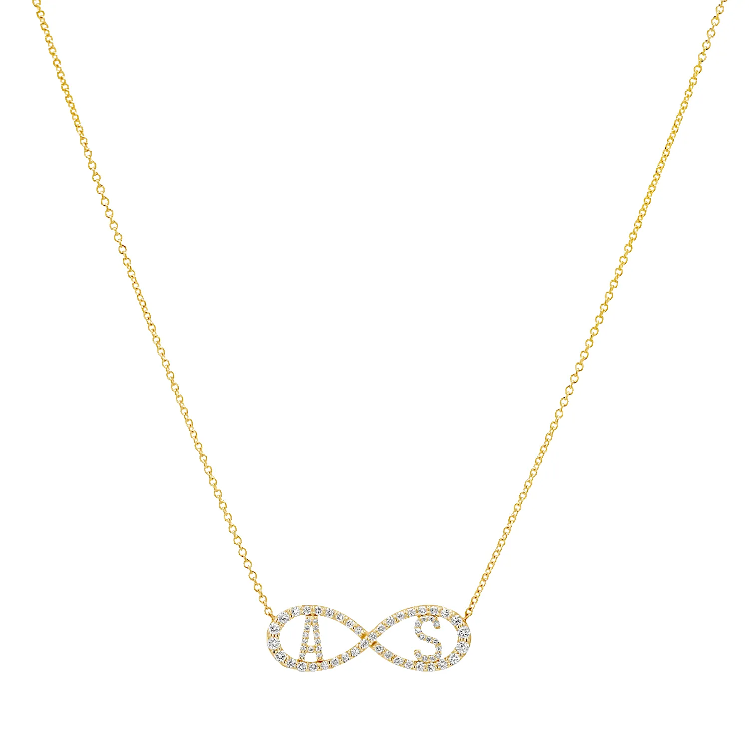 Diamond Infinity Letter Necklace sold by Baby Gold