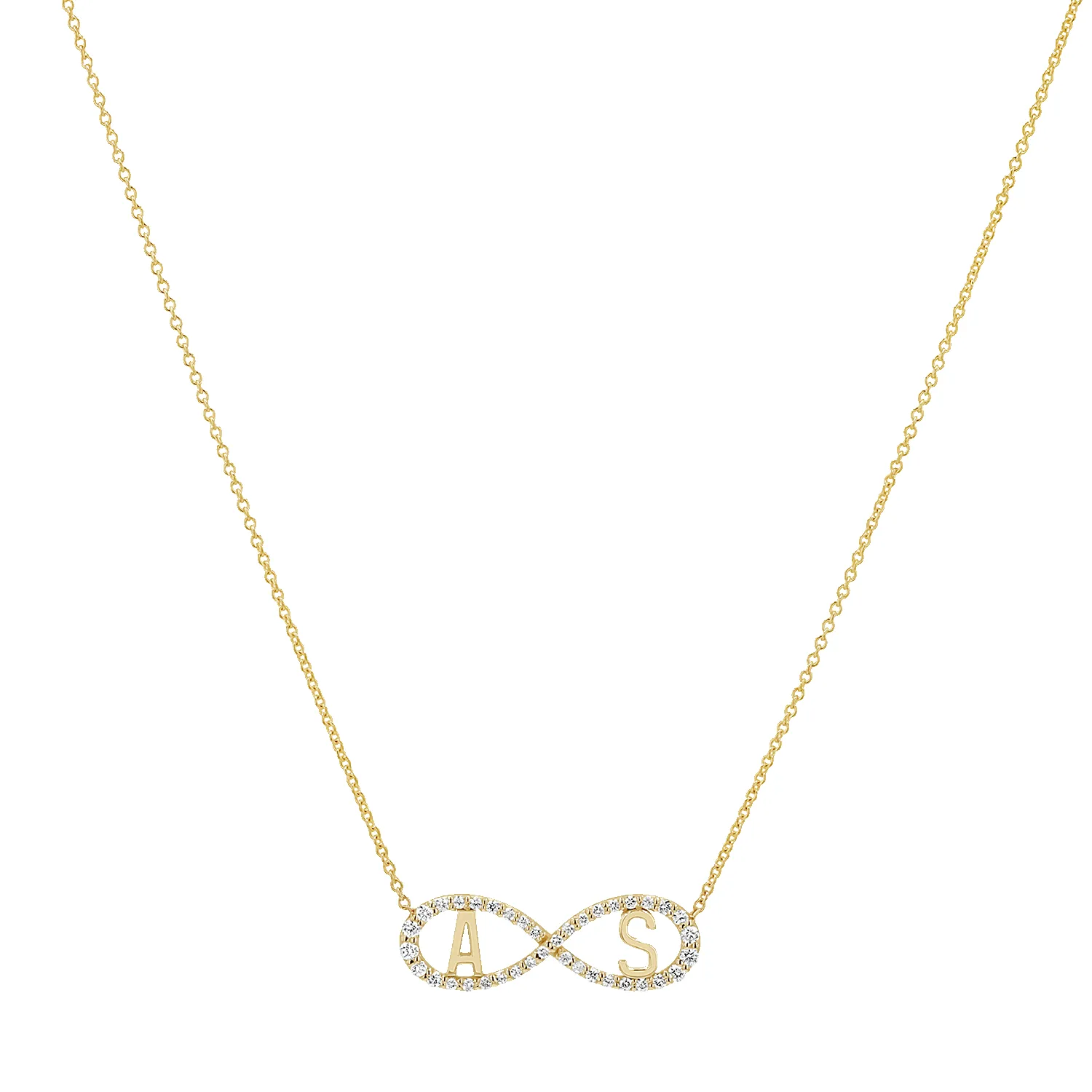 Diamond Infinity Letter Necklace sold by Baby Gold product image thumbnail 4