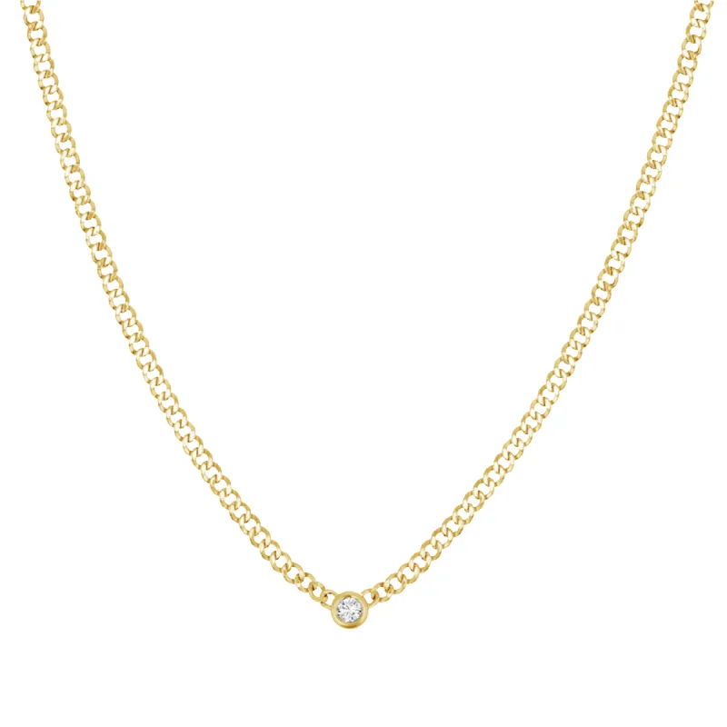 Cuban Link Diamond Solitaire Necklace sold by Baby Gold