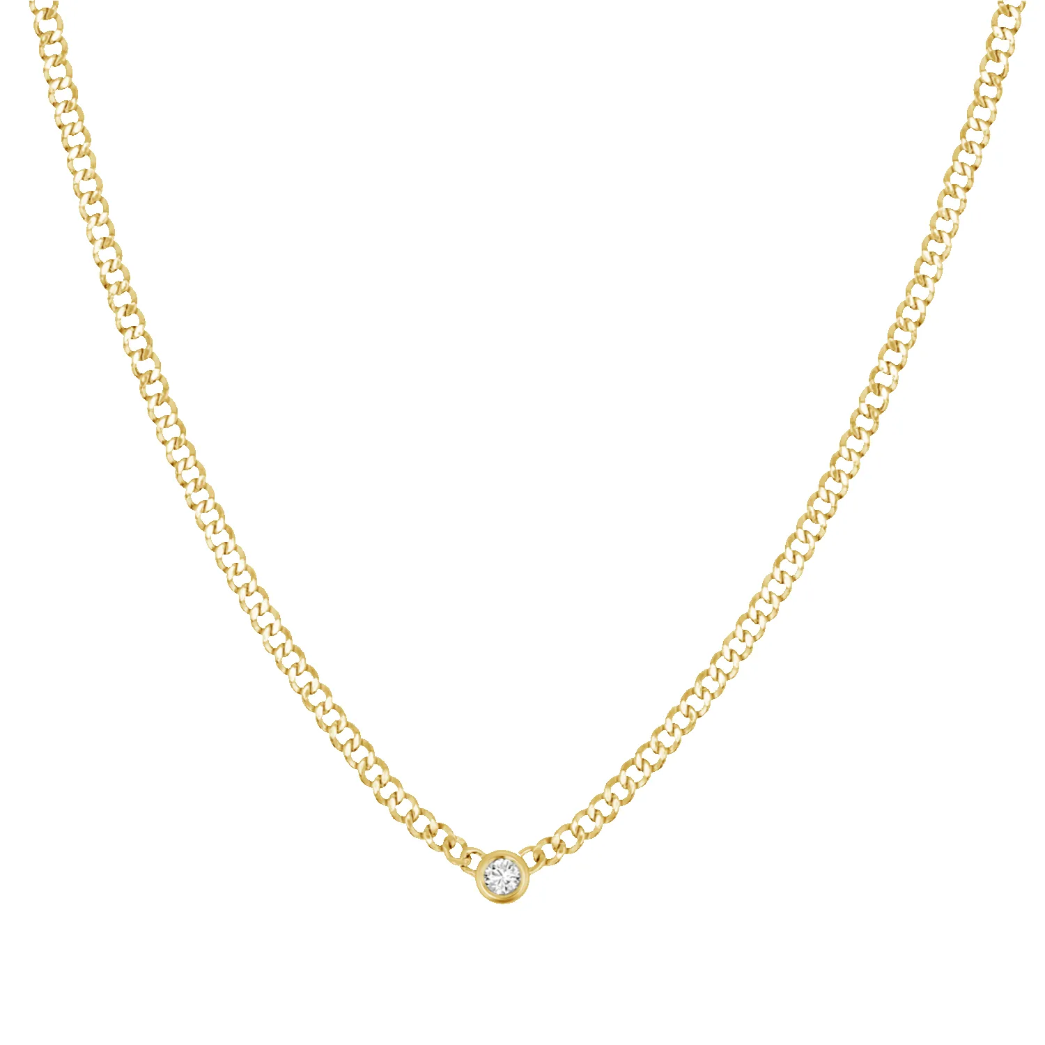 Cuban Link Diamond Solitaire Necklace sold by Baby Gold