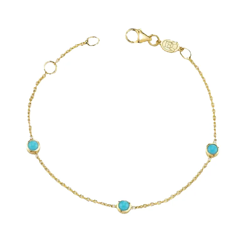Turquoise 3 Stone Bracelet sold by Baby Gold