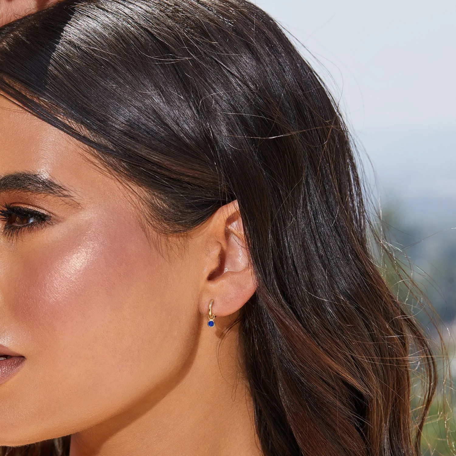 Gemstone Drop Huggies Hoops sold by Baby Gold product image thumbnail 5