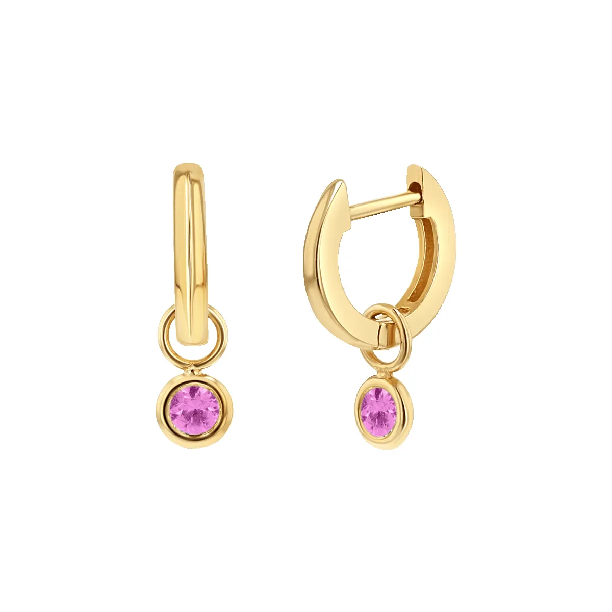 Gemstone Drop Huggies Hoops sold by Baby Gold