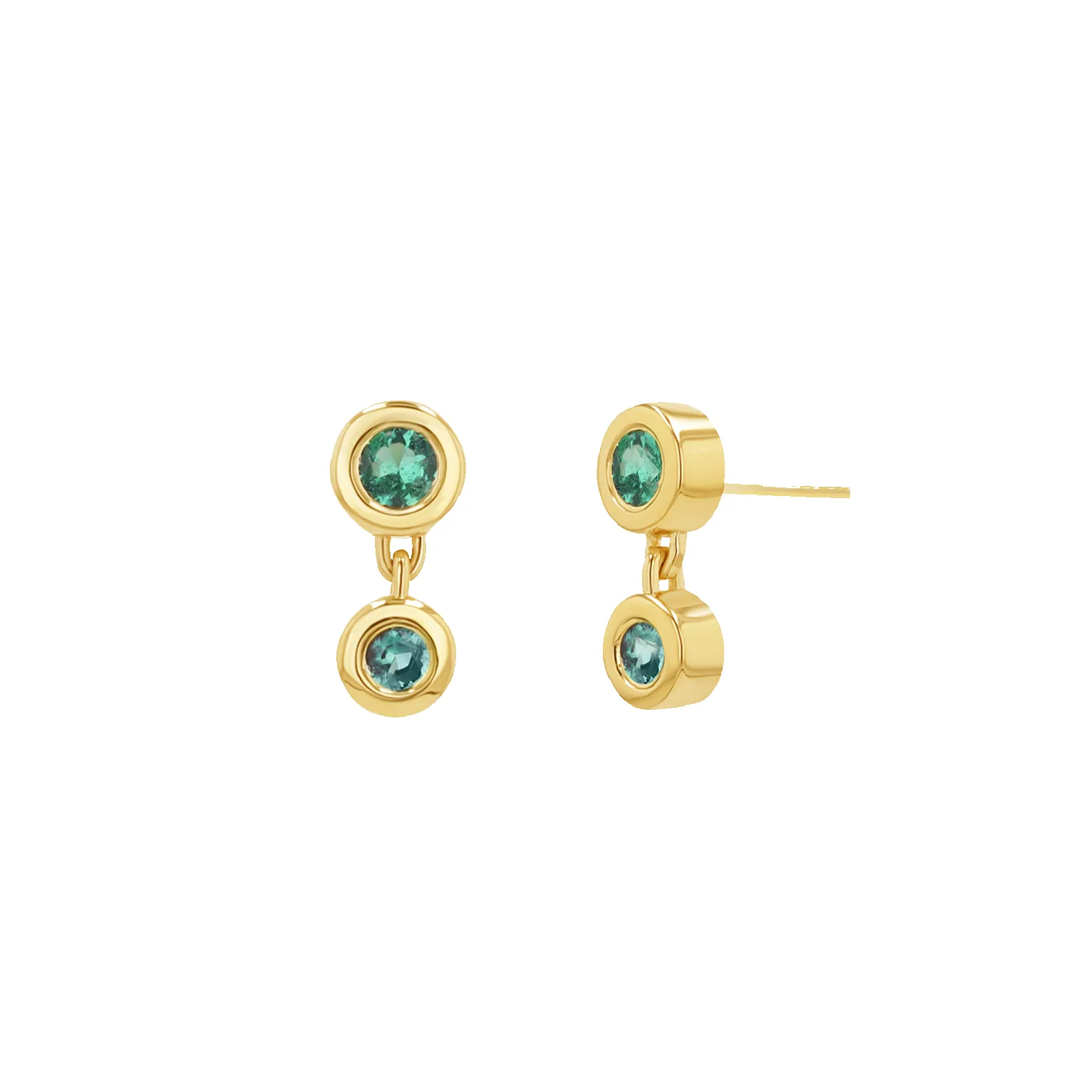 Linked Emerald Duo Studs sold by Baby Gold