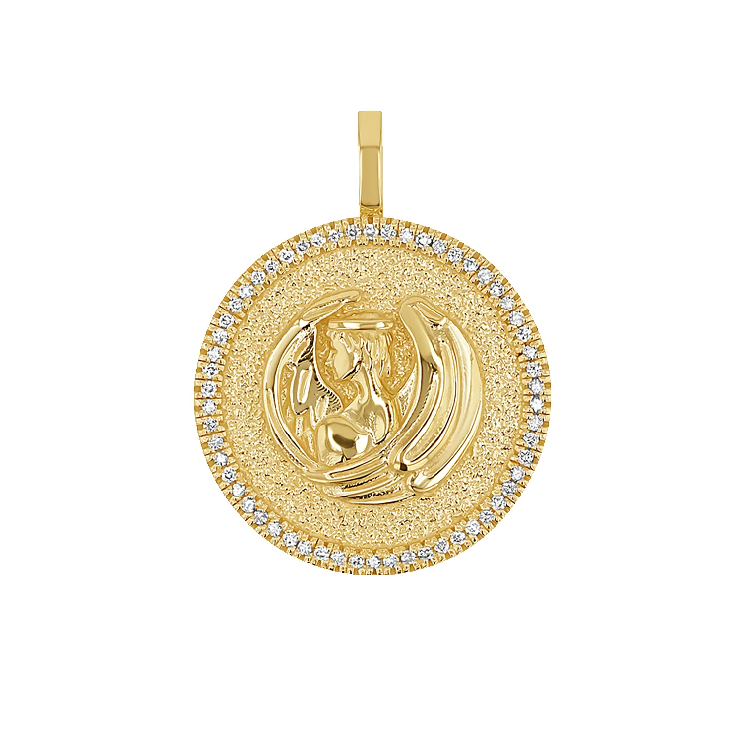 Diamond Zodiac Coin Medallion Charm sold by Baby Gold