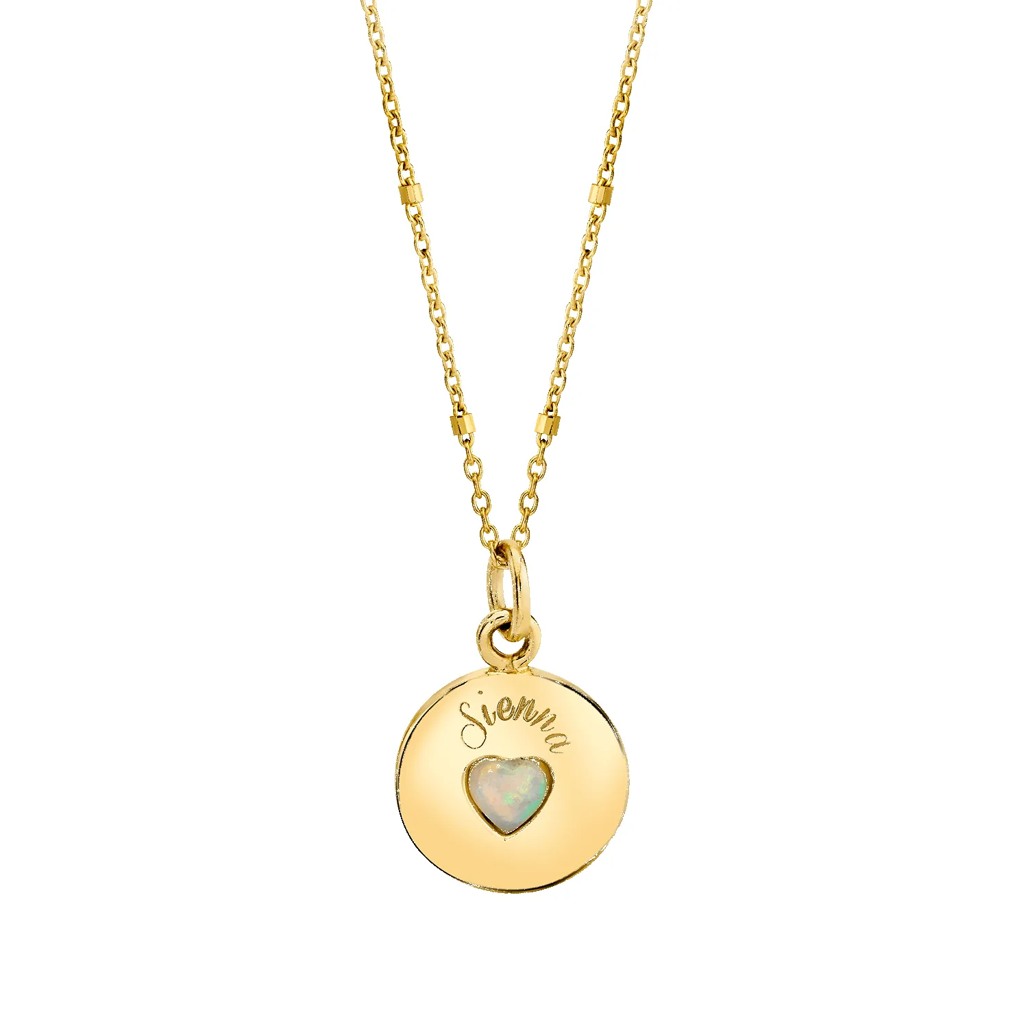 Opal Heart Name Medallion sold by Baby Gold