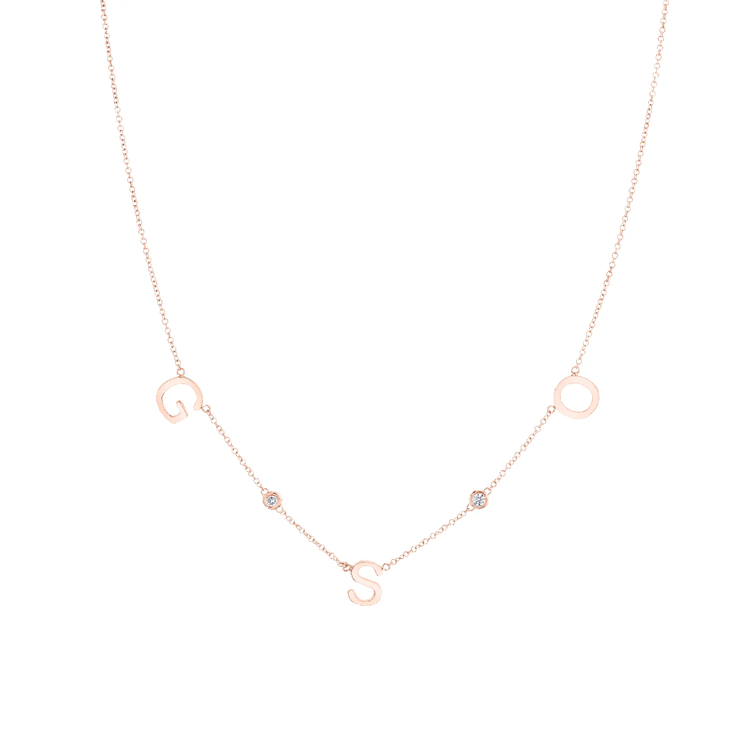 Triple Letter Diamond Bezel Necklace sold by Baby Gold product image thumbnail 3