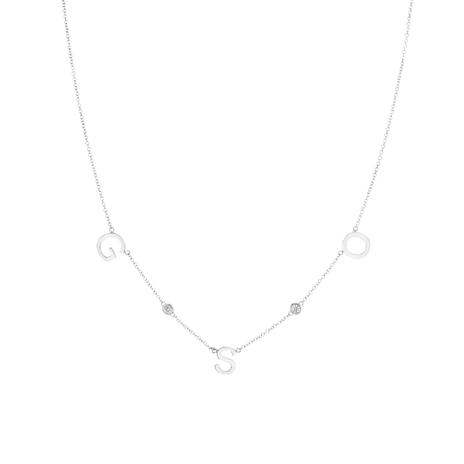 Triple Letter Diamond Bezel Necklace sold by Baby Gold product image thumbnail 2