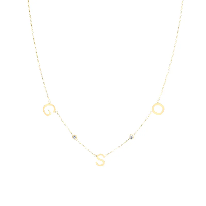 Triple Letter Diamond Bezel Necklace sold by Baby Gold