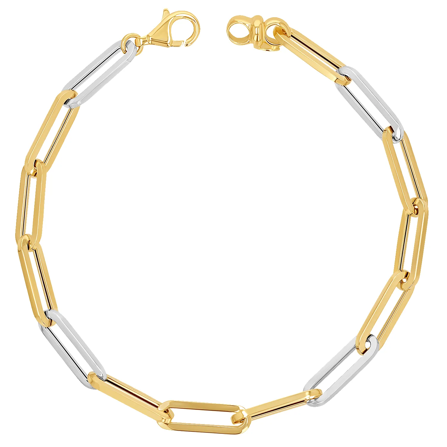 Two-Tone Grand Paper Clip Chain Bracelet sold by Baby Gold