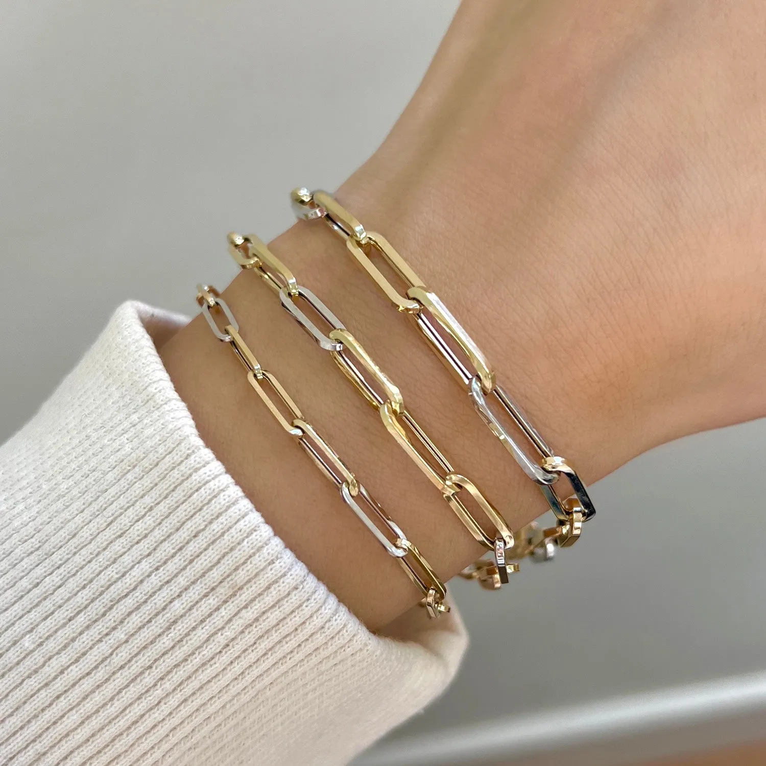 Two-Tone Grand Paper Clip Chain Bracelet sold by Baby Gold product image thumbnail 2