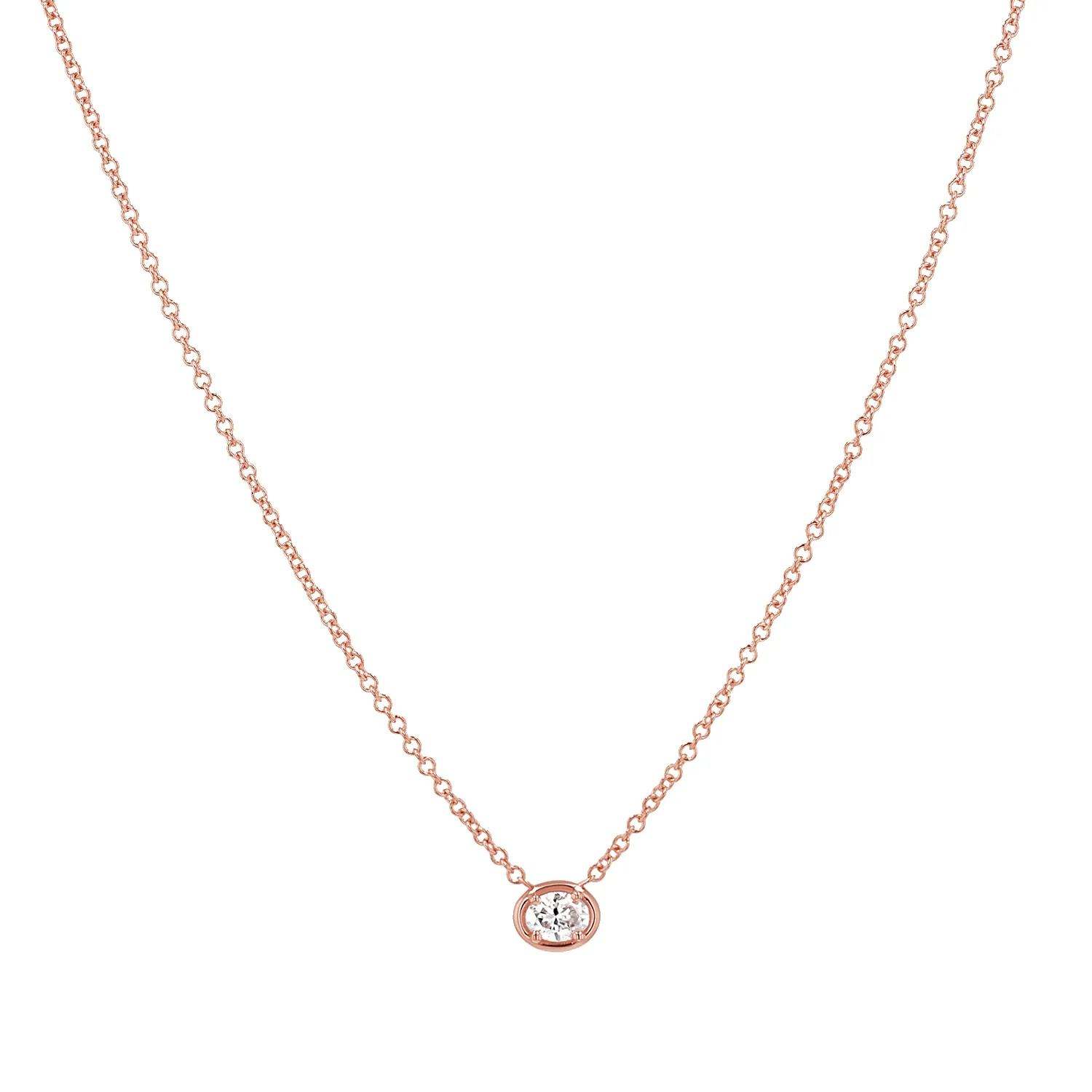 Oval Diamond Solitaire Necklace sold by Baby Gold product image thumbnail 3