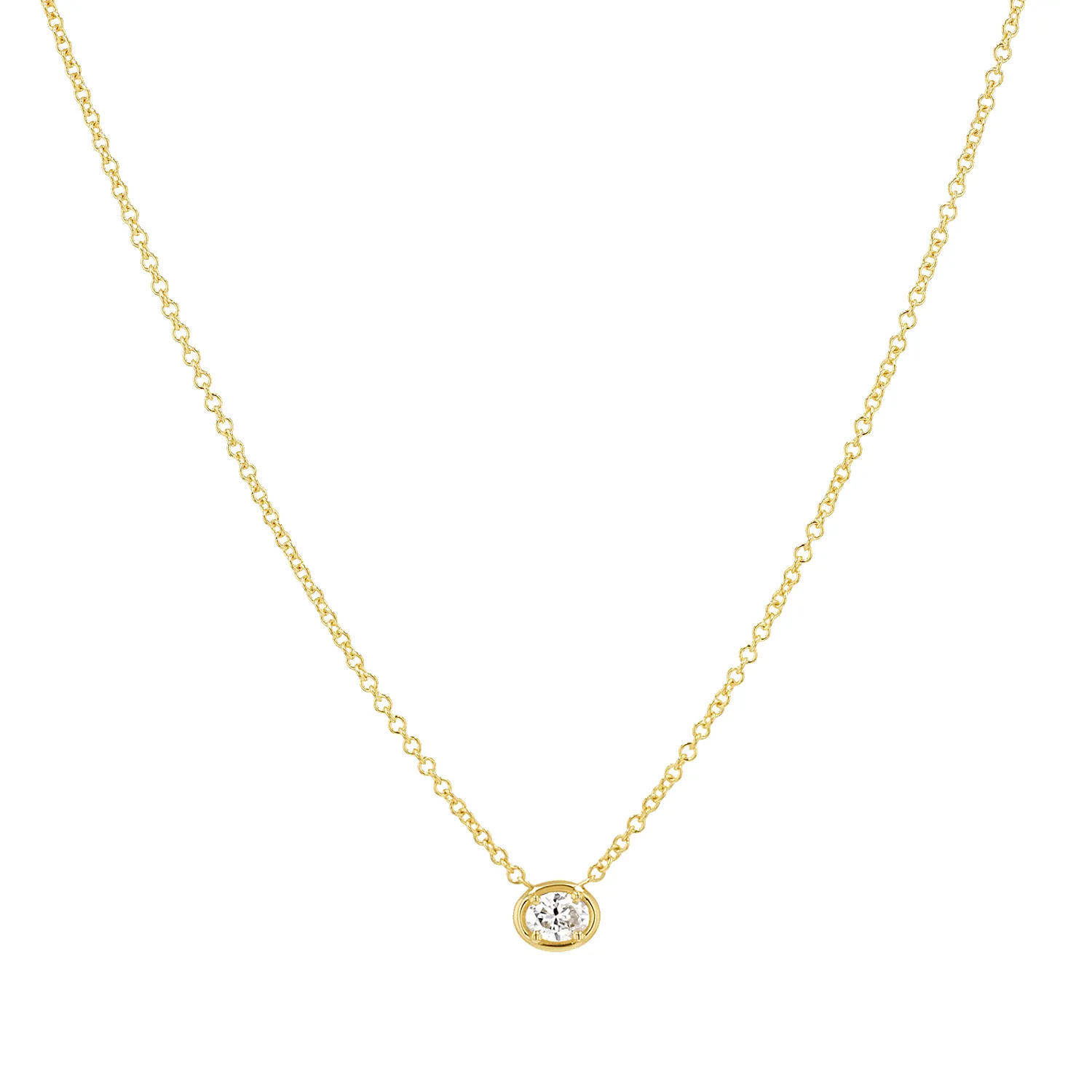 Oval Diamond Solitaire Necklace sold by Baby Gold