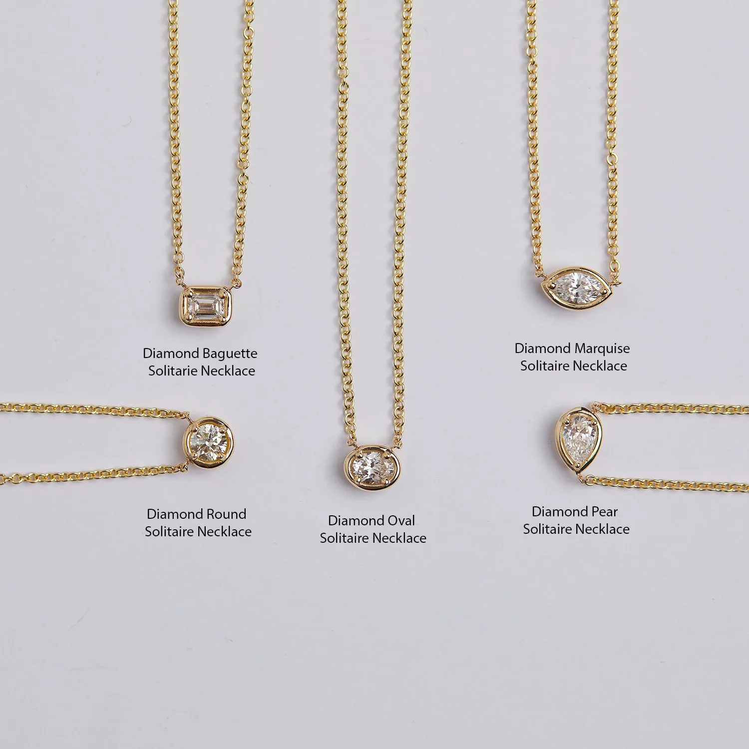 Oval Diamond Solitaire Necklace sold by Baby Gold product image thumbnail 4