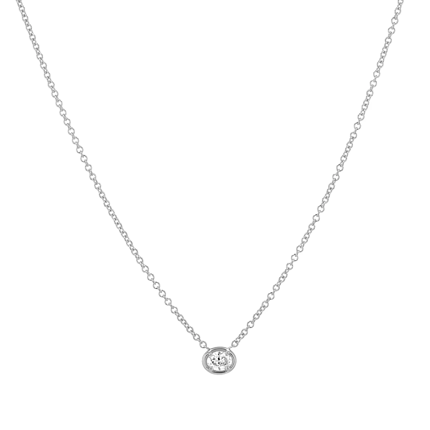 Oval Diamond Solitaire Necklace sold by Baby Gold product image thumbnail 2