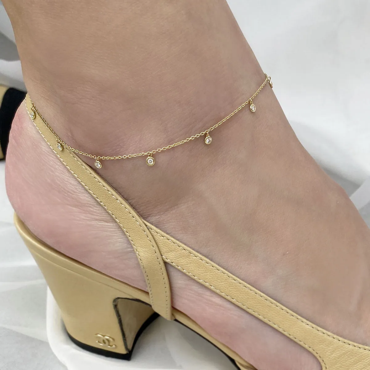 Diamond Drop Anklet sold by Baby Gold product image thumbnail 4