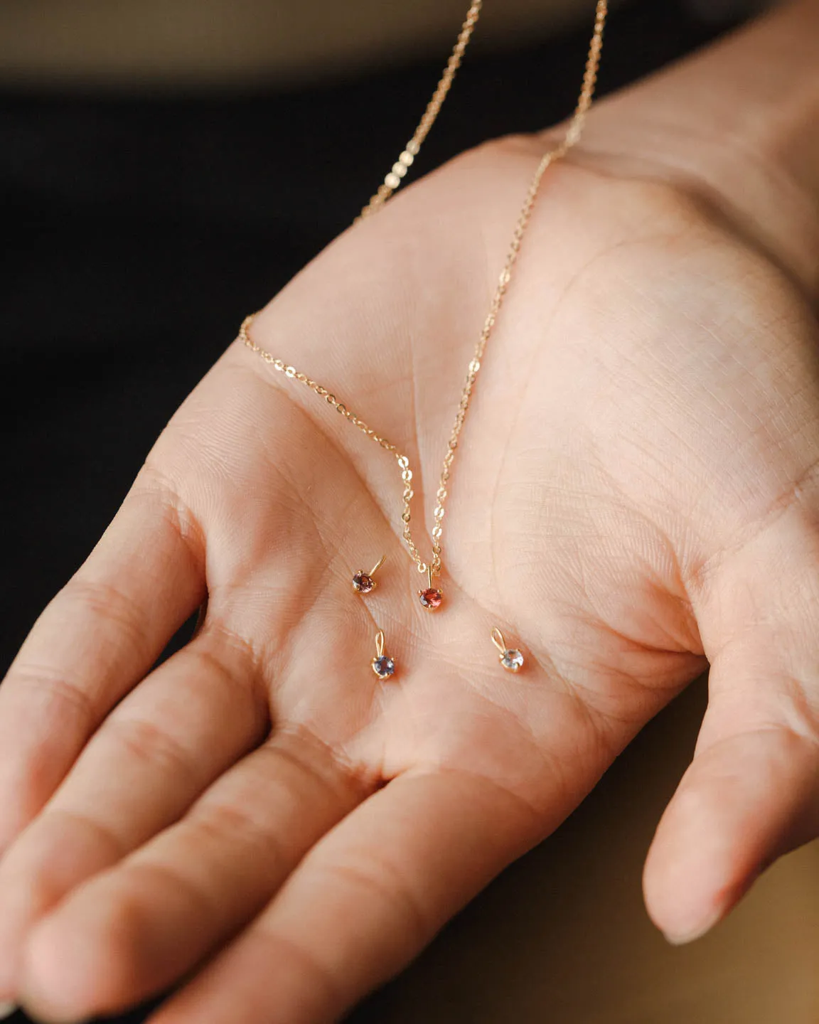 Solid Gold Aura Birthstone Charm Necklace sold by GLDN product image thumbnail 5