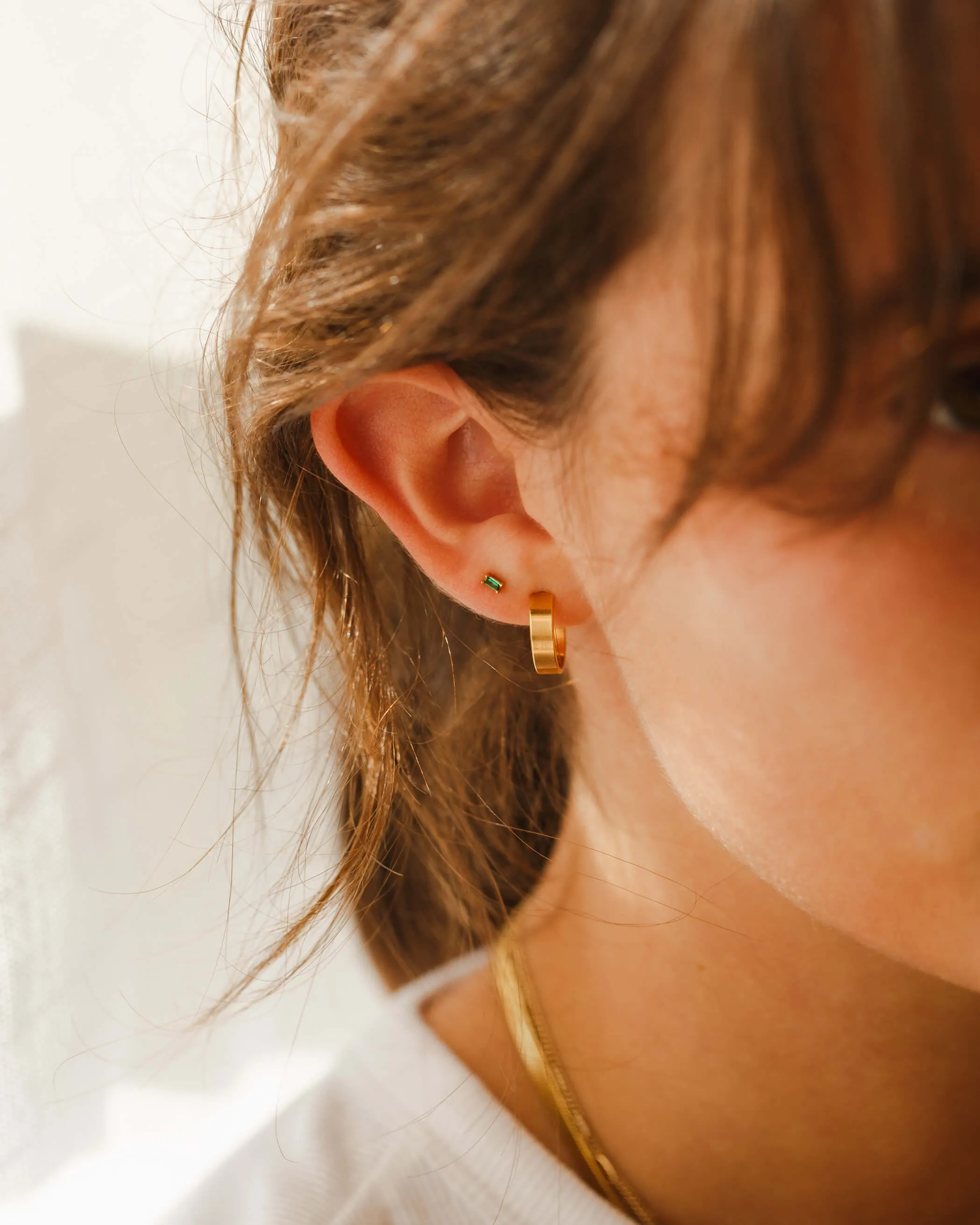 Emerald Green Baguette Studs sold by GLDN product image thumbnail 4