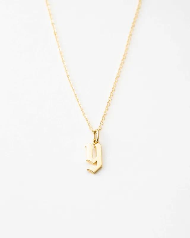 Dainty Gothic Initial Necklace sold by GLDN