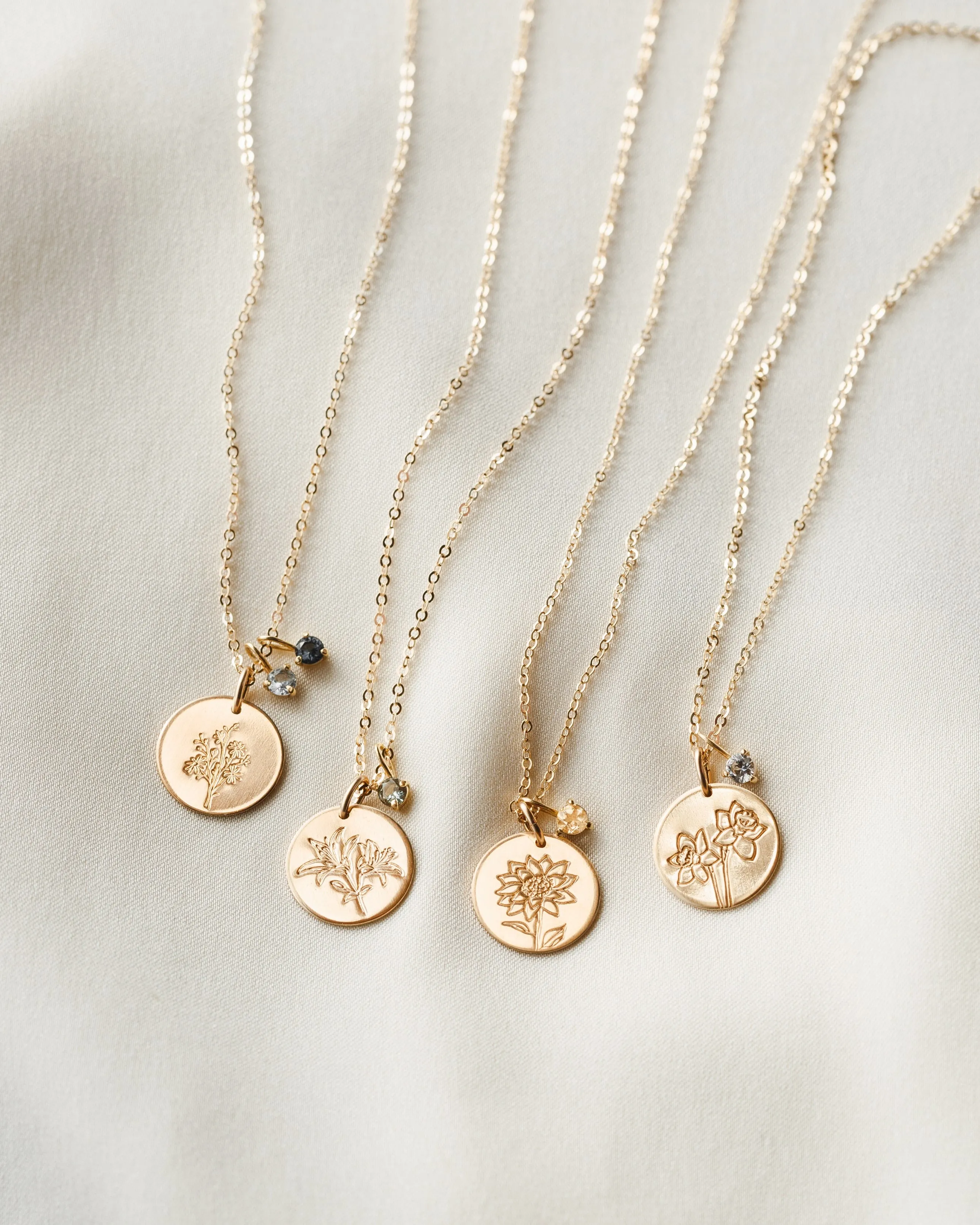 Solid Gold Flora Birthstone Necklace sold by GLDN