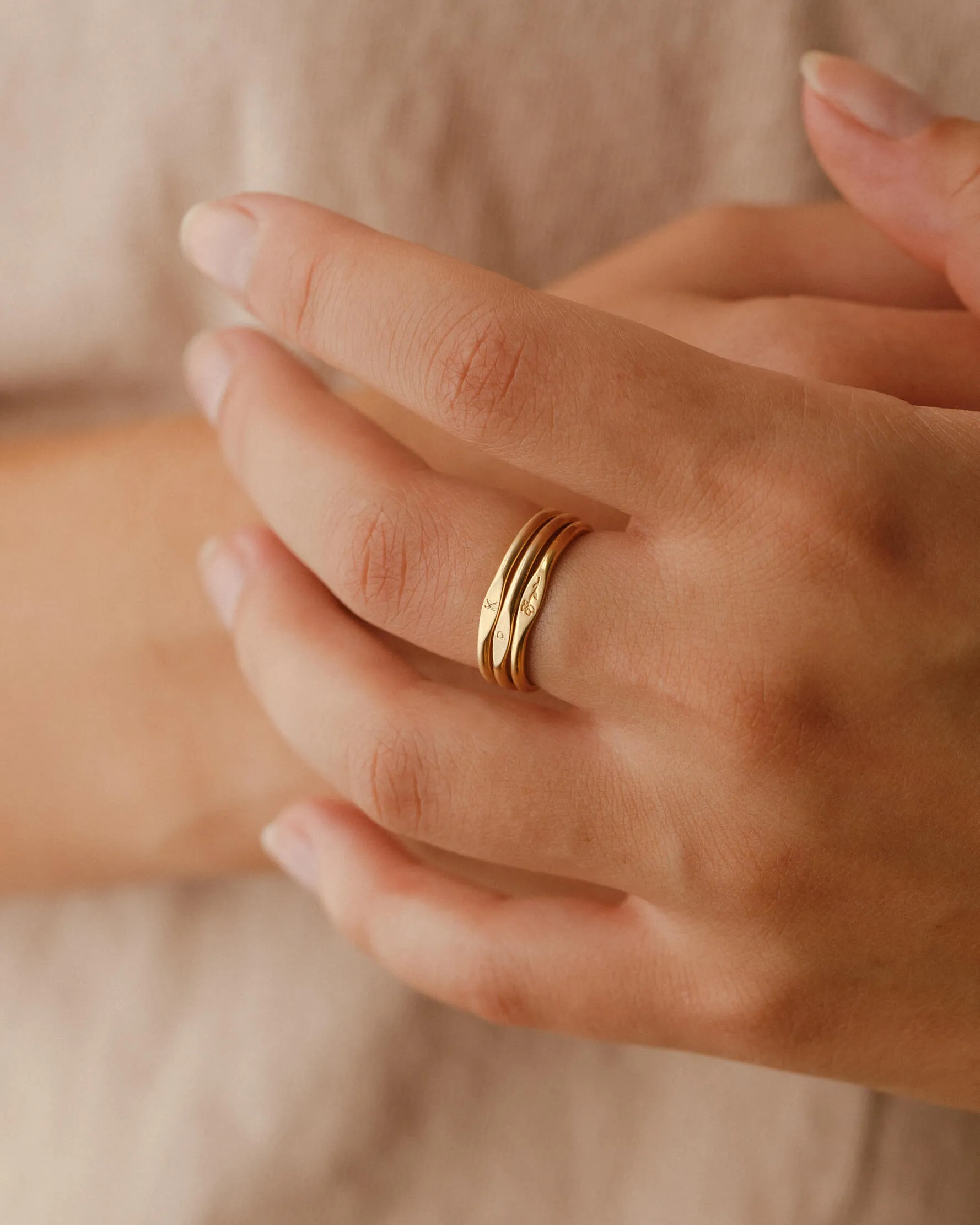 Micro Signet Ring Trio Set sold by GLDN