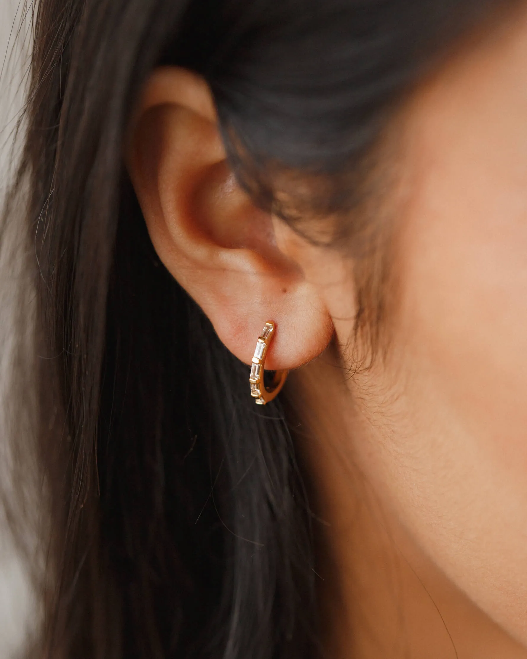 Deco White Sapphire Hoops sold by GLDN product image thumbnail 2