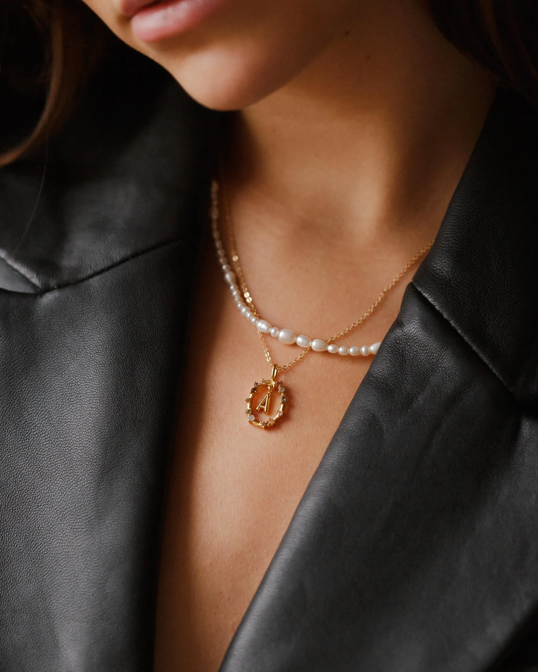 Gemstone Frame Initial Pendant sold by GLDN product image thumbnail 5