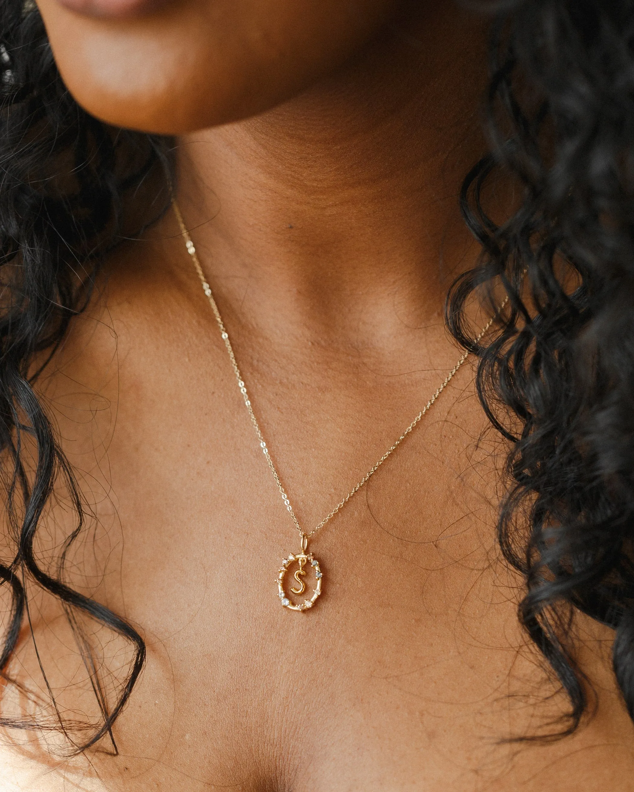 Gemstone Frame Initial Pendant sold by GLDN product image thumbnail 3