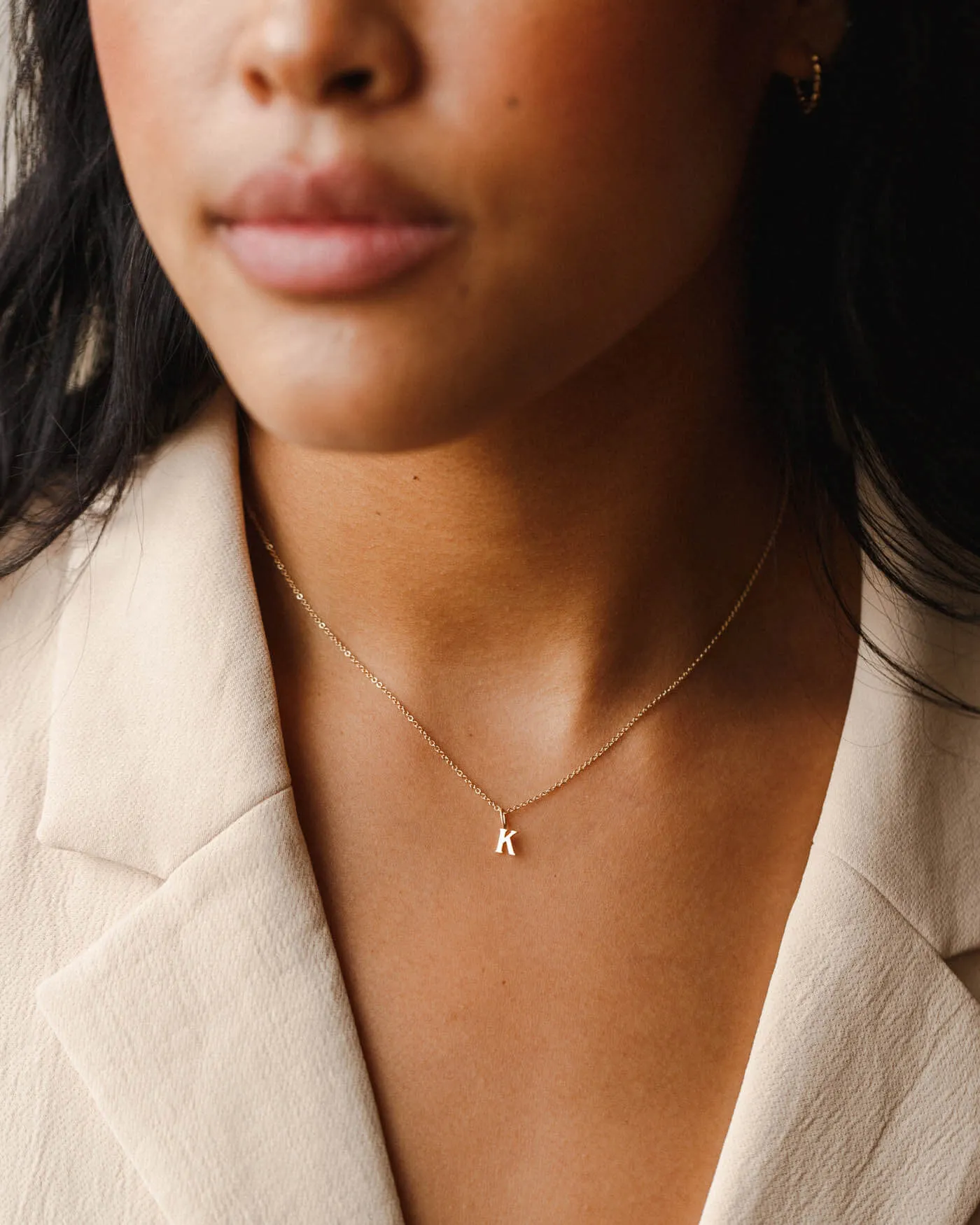 Dainty Serif Initial Necklace sold by GLDN product image thumbnail 4