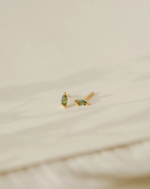 Forest Emerald Leaflet Studs sold by GLDN