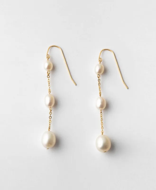 Trinity Pearl Drop Earrings sold by GLDN