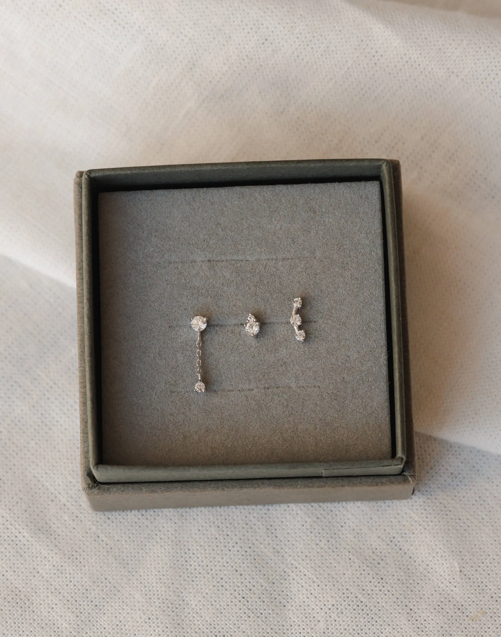 Stargazer White Sapphire Stud Set sold by GLDN product image thumbnail 5