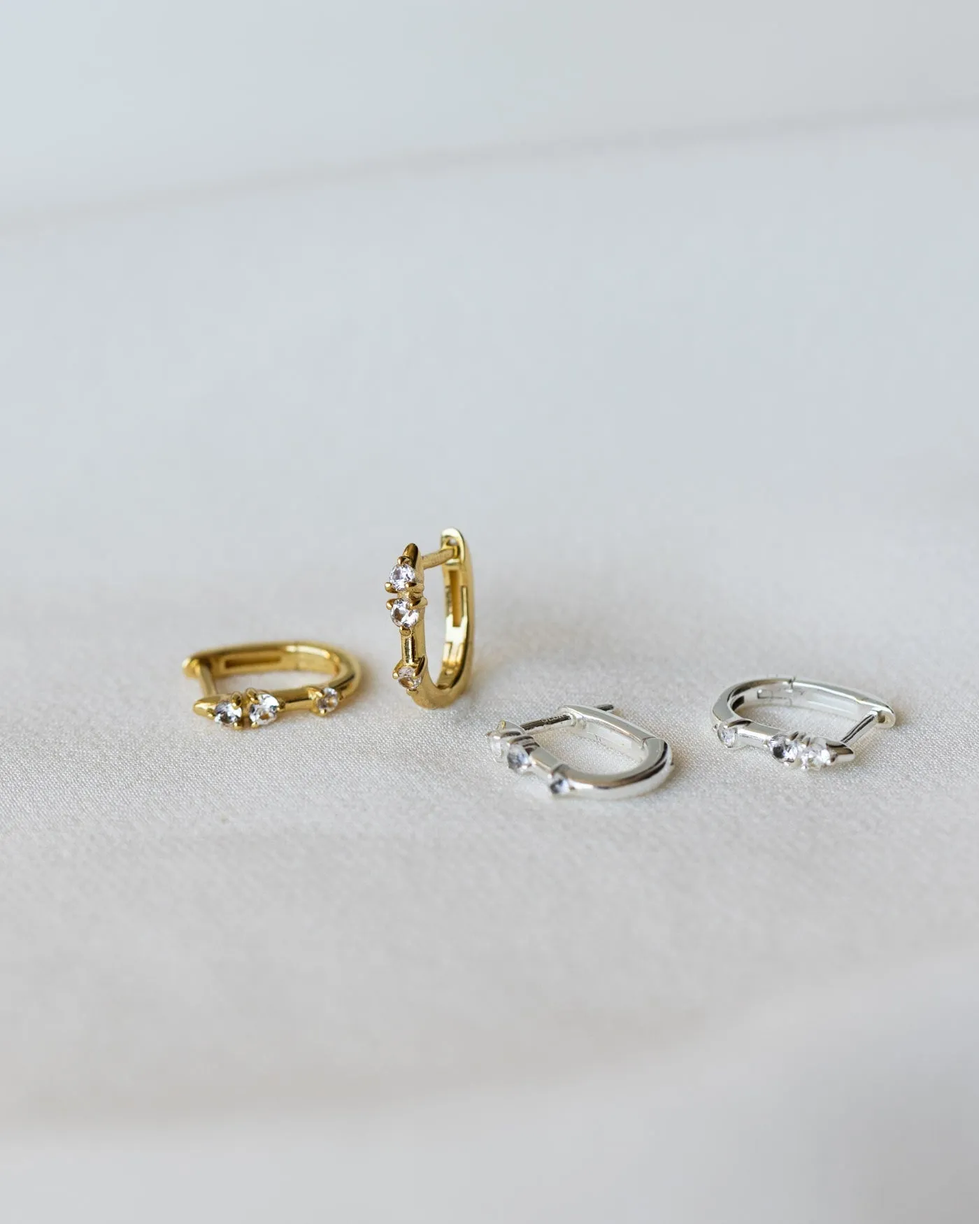 Orion White Sapphire Hoops sold by GLDN product image thumbnail 4