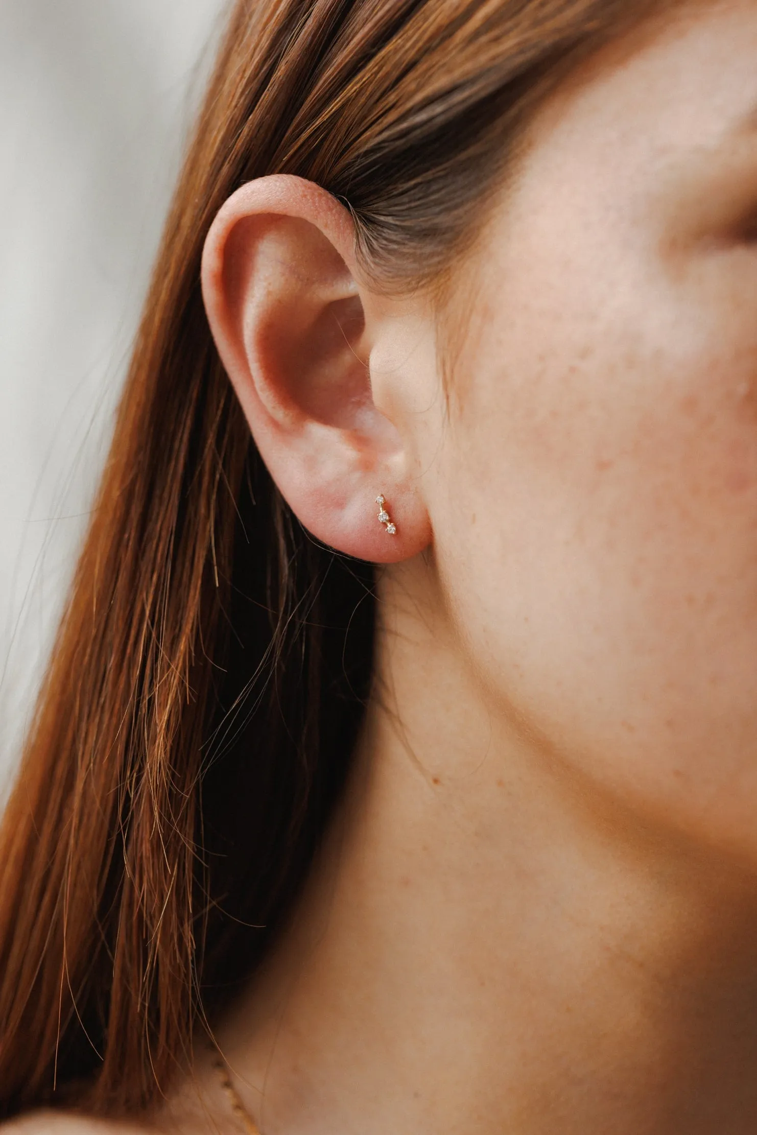 Astra White Sapphire Bar Studs sold by GLDN product image thumbnail 3