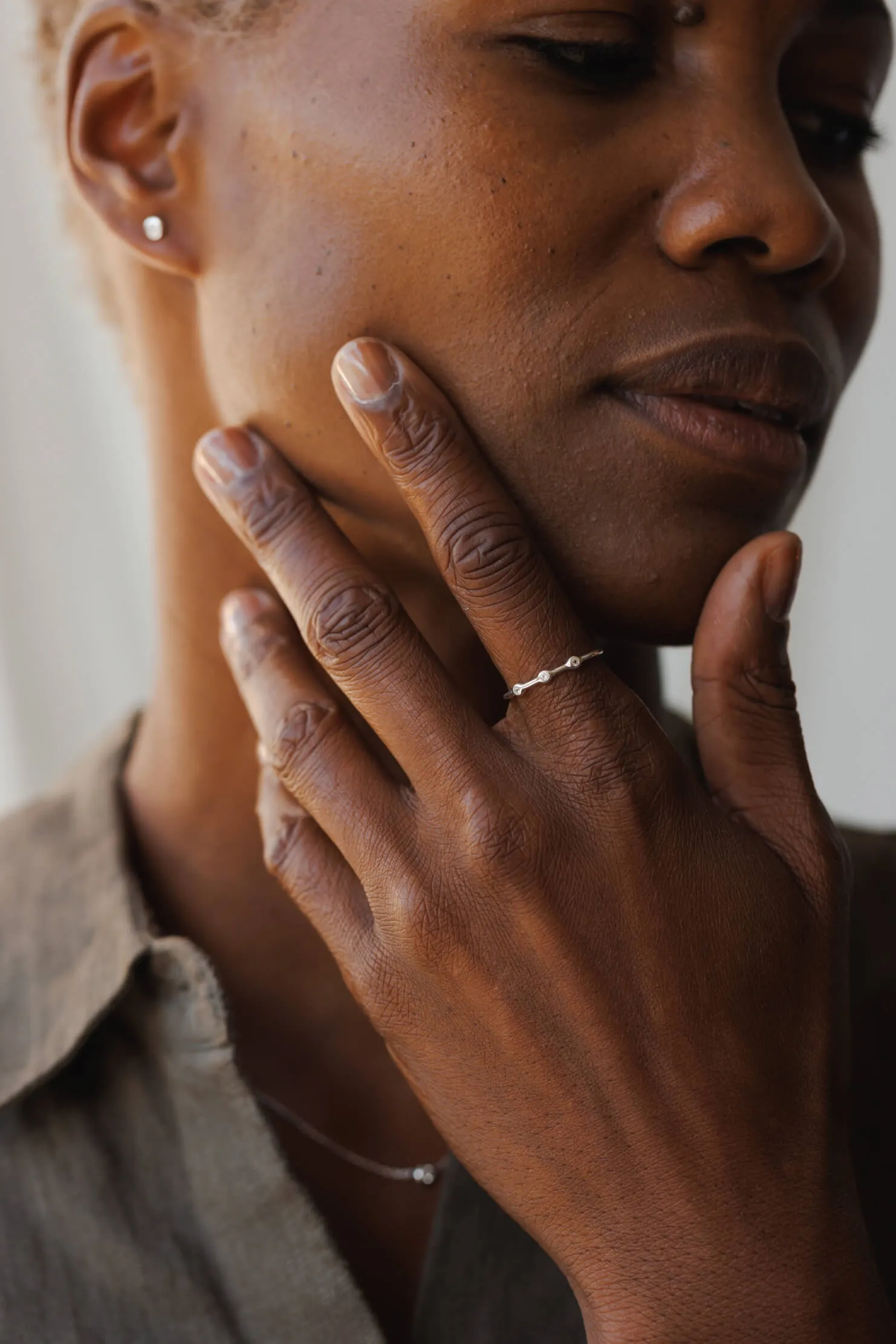 Gaia White Sapphire Trilogy Ring sold by GLDN product image thumbnail 3