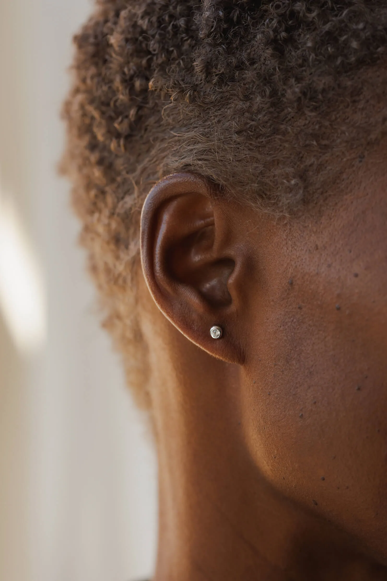 Gaia White Sapphire Solitaire Studs sold by GLDN product image thumbnail 3