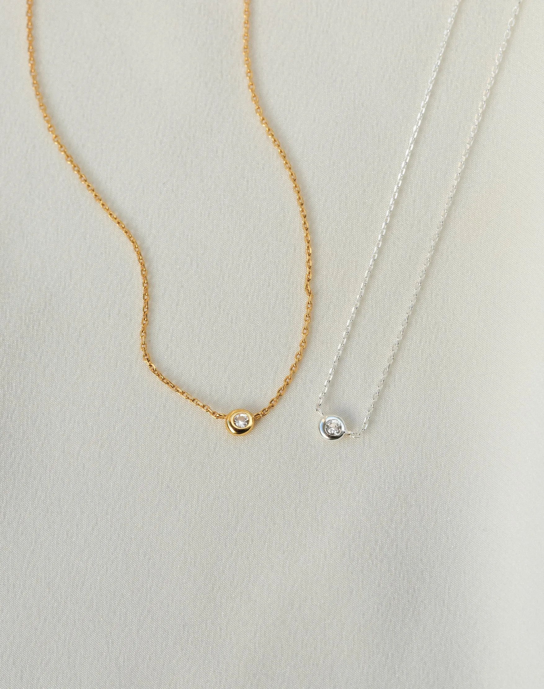 Gaia White Sapphire Solitaire Necklace sold by GLDN product image thumbnail 4