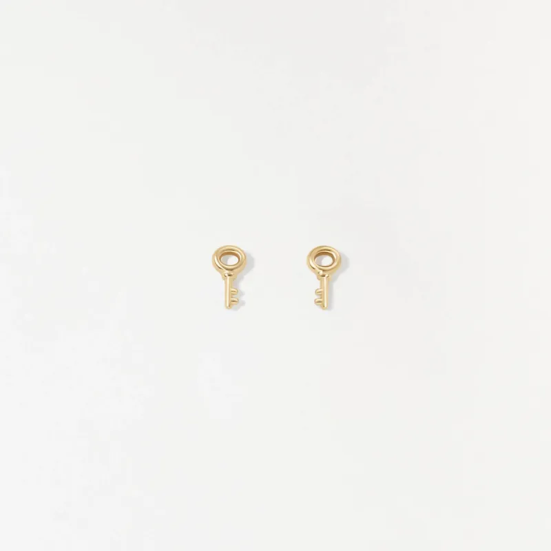 Solid Gold Skeleton Key Studs sold by GLDN